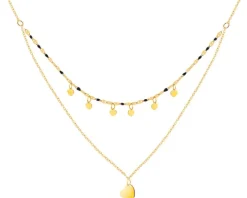 Złoty naszyjnik z emalią, ankier - serca