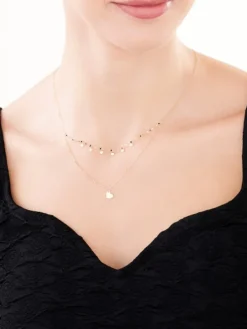 Złoty naszyjnik z emalią, ankier - serca