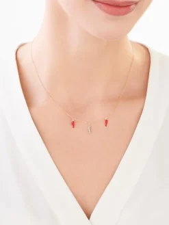 Złoty naszyjnik z emalią, ankier - rogi obfitości