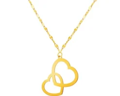 Złoty naszyjnik z emalią, skręcone blaszki - serca