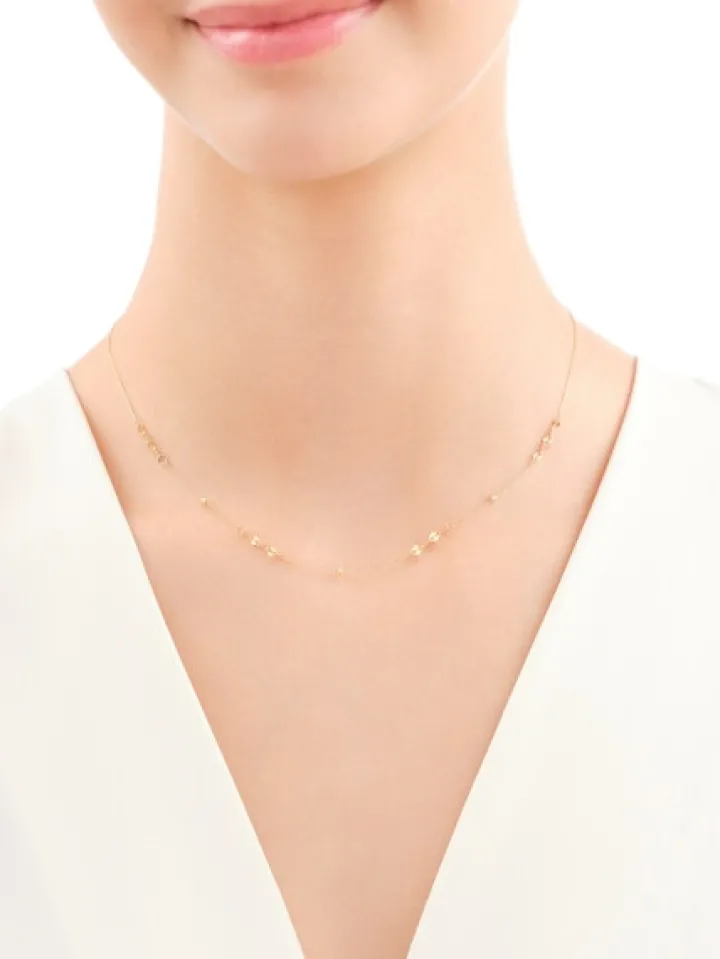 Złoty naszyjnik z kulkami - skręcone blaszki, ankier