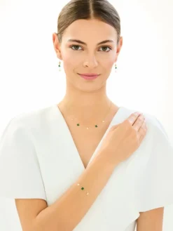 Złoty naszyjnik z malachitami syntetycznymi - motyle