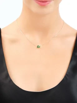 Złoty naszyjnik z malachitem syntetycznym - serca