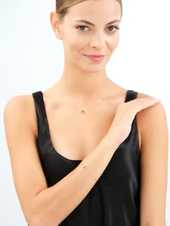 Złoty naszyjnik z malachitem syntetycznym - serca