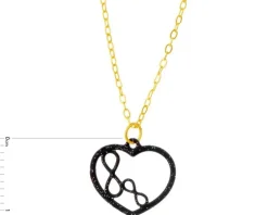 Złoty naszyjnik z malowanym elementem ozdobnym, ankier - serce, nieskonczoności