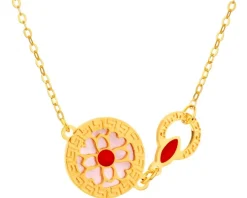 Złoty naszyjnik z masą perłową i emalią