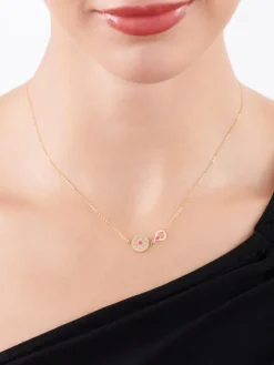 Złoty naszyjnik z masą perłową i emalią