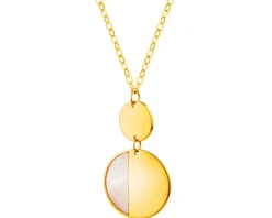 Złoty naszyjnik z masą perłową, ankier - koła