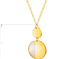 Złoty naszyjnik z masą perłową, ankier - koła