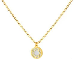 Złoty naszyjnik z masą perłową, ankier - rozeta