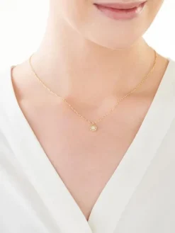 Złoty naszyjnik z masą perłową, ankier - rozeta