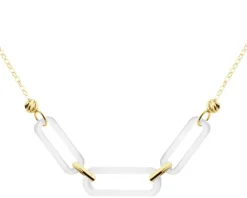 Złoty naszyjnik z masą perłową - paper clip