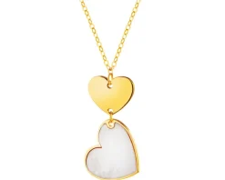 Złoty naszyjnik z masą perłową, ankier - serca