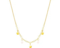 Złoty naszyjnik z masą perłową, ankier - gwiazdy