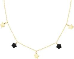 Złoty naszyjnik z onyksami syntetycznymi - gwiazdy