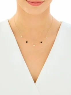 Złoty naszyjnik z onyksami syntetycznymi - gwiazdy