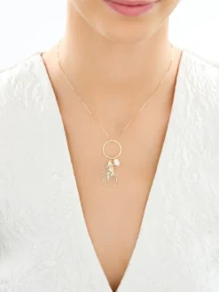 Złoty naszyjnik z perłą - ryba