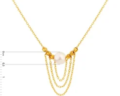 Złoty naszyjnik z perłą, ankier - kulki