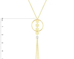 Złoty naszyjnik z perłą, ankier - kwiaty