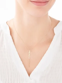 Złoty naszyjnik z perłą, ankier - koło, serca