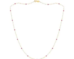 Złoty naszyjnik z perłami i szkłem - kulki