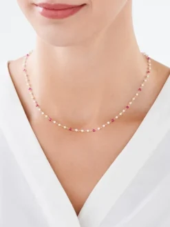 Złoty naszyjnik z perłami i szkłem - kulki