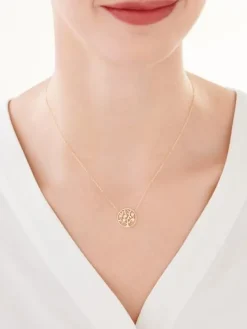 Złoty naszyjnik z perłami i cyrkoniami, ankier - drzewko