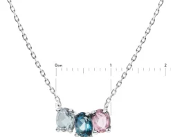 Złoty naszyjnik z topazami syntetycznymi i ametystem syntetycznym