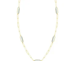 Złoty naszyjnik z topazami - paper clip