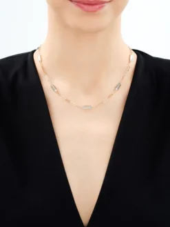 Złoty naszyjnik z topazami - paper clip