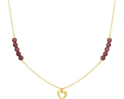 Złoty naszyjnik z turmalinami, ankier - serce