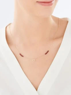 Złoty naszyjnik z turmalinami, ankier - serce