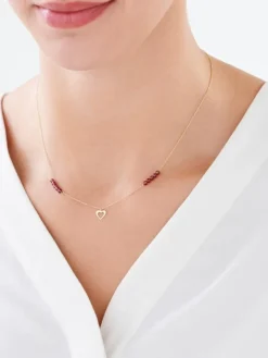 Złoty naszyjnik z turmalinami, ankier - serce