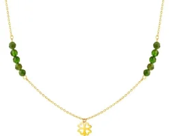 Złoty naszyjnik z turmalinami, ankier - koniczyna