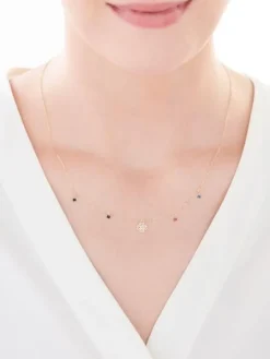 Złoty naszyjnik ze szkłem - koniczyna