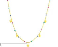 Złoty naszyjnik ze szkłem, ankier - gwiazdy, serca, Księżyc