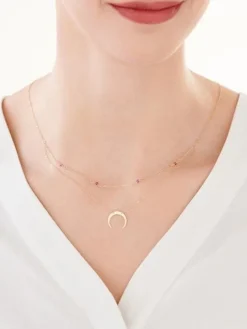 Złoty naszyjnik ze szkłem, ankier - Księżyc