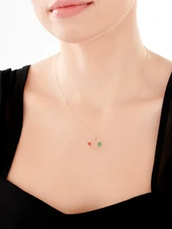 Złoty naszyjnik ze szkłem, ankier - koło