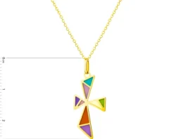 Złoty naszyjnik ze szkłem, ankier -  krzyż