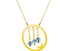 Złoty naszyjnik ze szkłem, ankier - koło, Księżyc