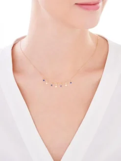 Złoty naszyjnik ze szkłem, ankier - gwiazdy