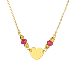 Złoty naszyjnik ze szkłem, ankier  - serce