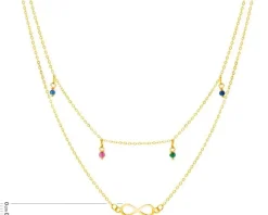 Złoty naszyjnik ze szkłem, ankier - nieskończoność