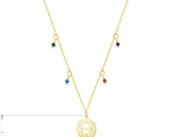 Złoty naszyjnik ze szkłem, ankier - nieskończoność