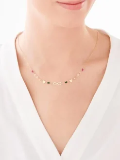 Złoty naszyjnik ze szkłem, ankier- nieskończoności, serca