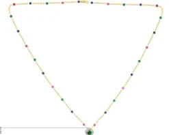 Złoty naszyjnik ze szkłem i cyrkoniami, ankier - kulki