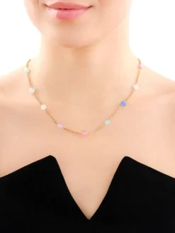 Złoty naszyjnik ze szkłem szlifowanym, rolo