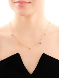 Złoty naszyjnik ze szkłem szlifowanym, ankier