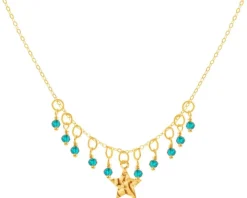 Złoty naszyjnik ze szkłem szlifowanym, ankier - gwiazda