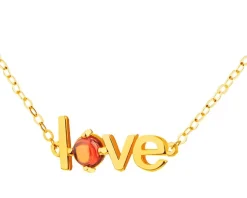 Złoty naszyjnik ze szkłem szlifowanym - love